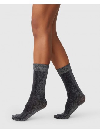 Ines Shimmery Sock in nero - Calze svedesi