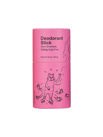 Deodorante stick senza bicarbonato di sodio al geranio rosa da Meow Meow Tweet